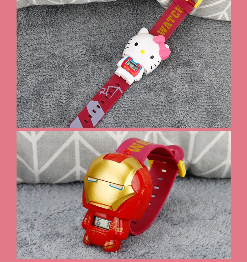 Детские часы Relogio Infantil hello kitty детские Мультяшные часы модные детские часы для девочек и мальчиков милые резиновые кожаные электронные часы подарки