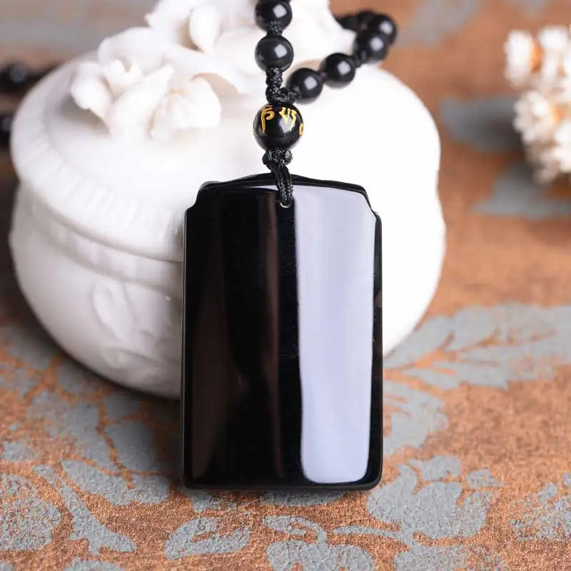 

obsidian carved meditation brand pendant men and women national wind obsidian sweater chain pendant