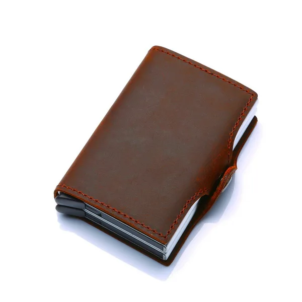 by dhl 100pcs 2018 genuine leather card holder rfid wallet aluminum unisex crazy horse 2 metal credit | Багаж и сумки