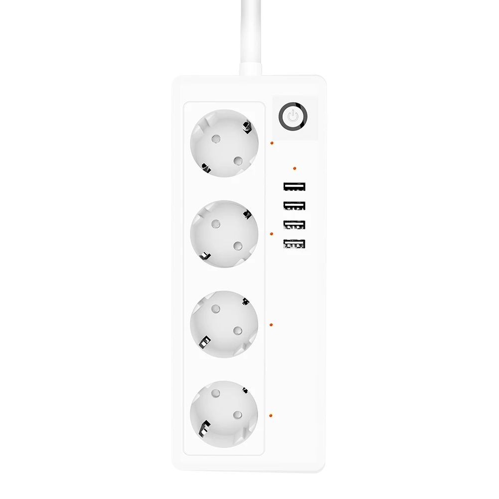 EU Socket 4 USB порт розетка Голосовое управление умный Wifi силовая полоса Защита от перенапряжения несколько розеток дистанционного управления умная вилка Wi-Fi - Цвет: EU Socket
