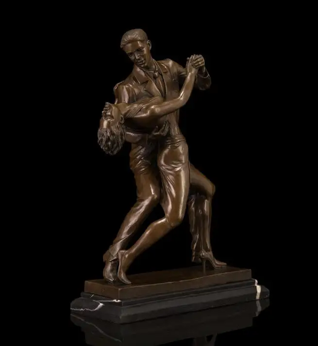 16&quot Copper Art Deco Sculpture One Couple Woman and Man Ballroom Dancing Statue | Statues &amp Sculptures