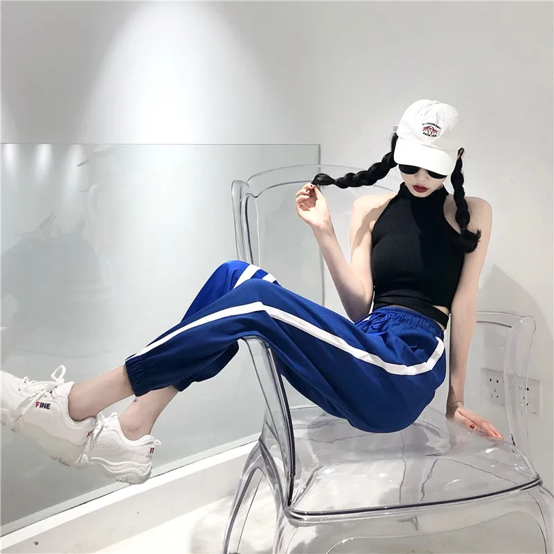 Women's Sets summer new black fashion sexy wild hanging neck vest + high waist loose harem pants two sets of women |