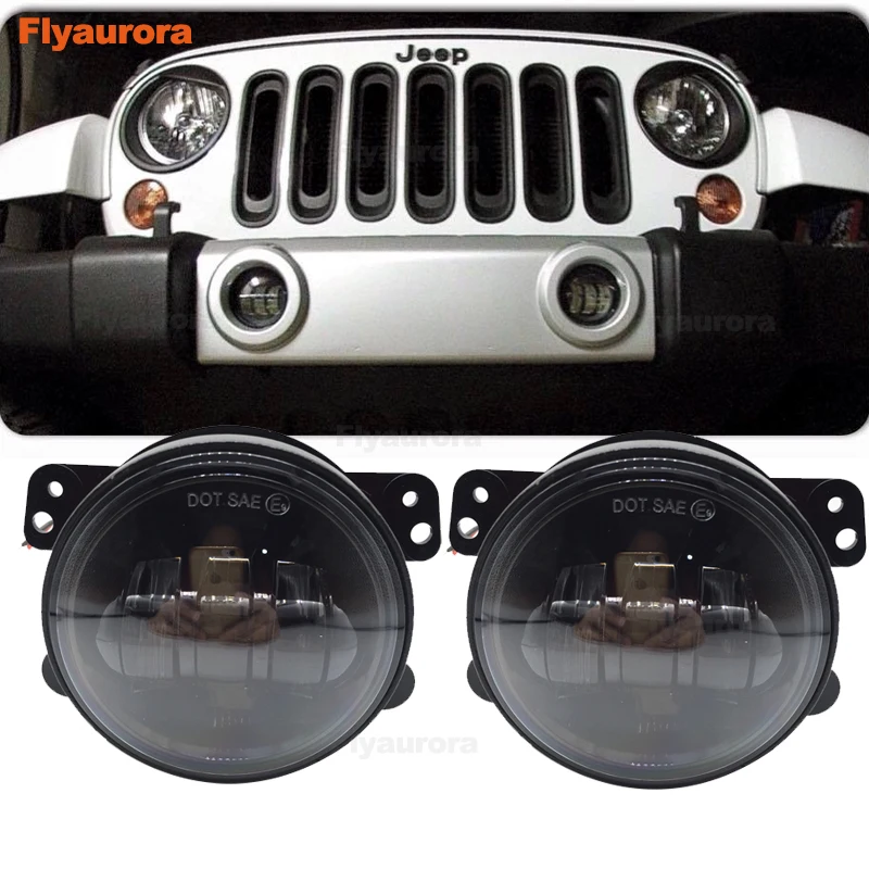 

2 PCS 4" LED Fog Lights Headlights 4 inch Round 30W Front Bumper LED Fog Light Assembly For Jeep Wrangler CJ TJ JK 07-15