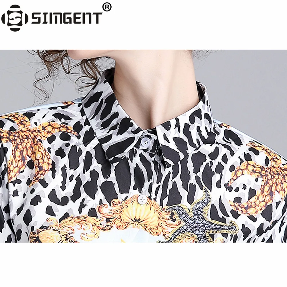 Simgent, леопардовая блузка, новинка, модная, женская, элегантная, повседневная, с принтом, рубашки, тонкая, женская одежда, для девушек, блузки, Top Bloes Dames SG811274