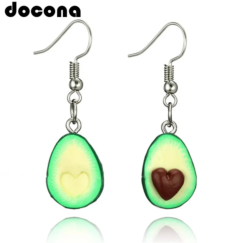 Женские серьги-капельки docona серьги зеленого цвета с изображением авокадо