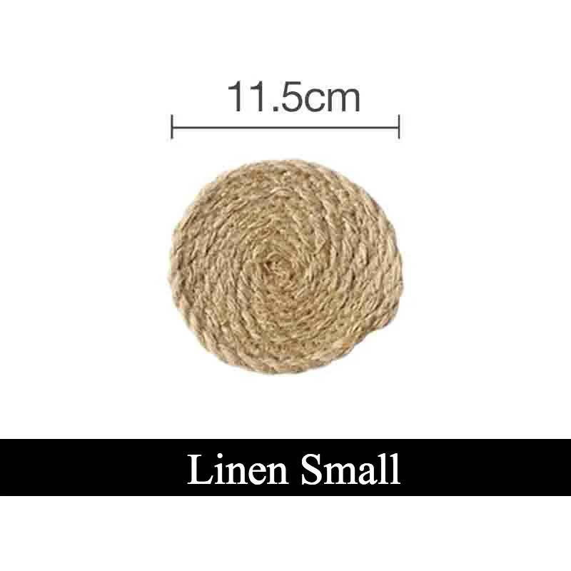 Linen Mat 11CM Хлопковые подстаканники, льняные круглые коврики, набор, изоляционные кофейные коврики, подстилки для обеденного стола, кухонные аксессуары для украшения дома, современные - Цвет: Linen Mat 11CM
