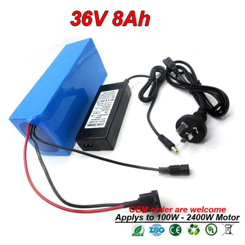 36V 8Ah 500W комплект литий-ионных батарей для электровелосипеда аккумуляторная