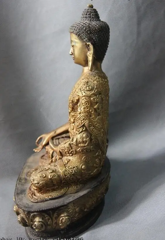 China Buddhism Temple Bronze Copper Sakyamuni Tathagata Rulai God Buddha Statue | Дом и сад
