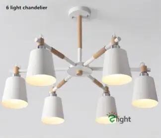 6 light chandelier Скандинавская люстра из цельного дерева, люстра для гостиной, люстра, минимализм, свисающая E27 Светодиодная люстра, светильники - Цвет абажура: 6 light chandelier