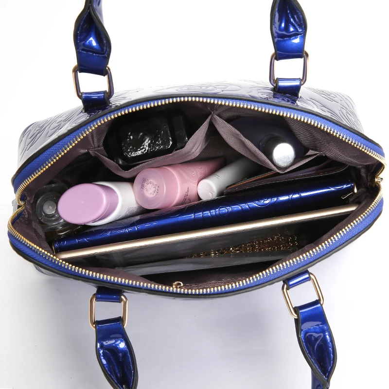 Женские сумки из натуральной лакированной кожи Роскошные Цветочные 3 комплекта