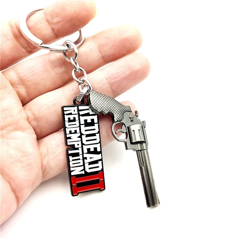 

Game Red Dead Redemption 2 Keychain Keyrings Gun Toy Chaveiro Bag Jewelry Souvenir llaveros Memento For Fans