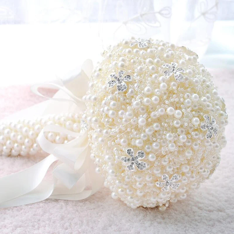 100% элегантный жемчуг ручной работы в стиле пэчворк Свадебный Декоративный букет
