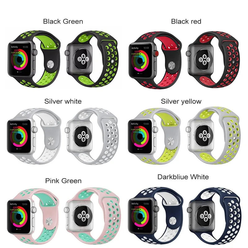 Силиконовый ремешок для наручных часов Apple Watch, версии 40/44/42/38 мм для ремешок для часов аpple для наручных часов iwatch, ремешок Nike мл размерного ряда 1/2/3/4