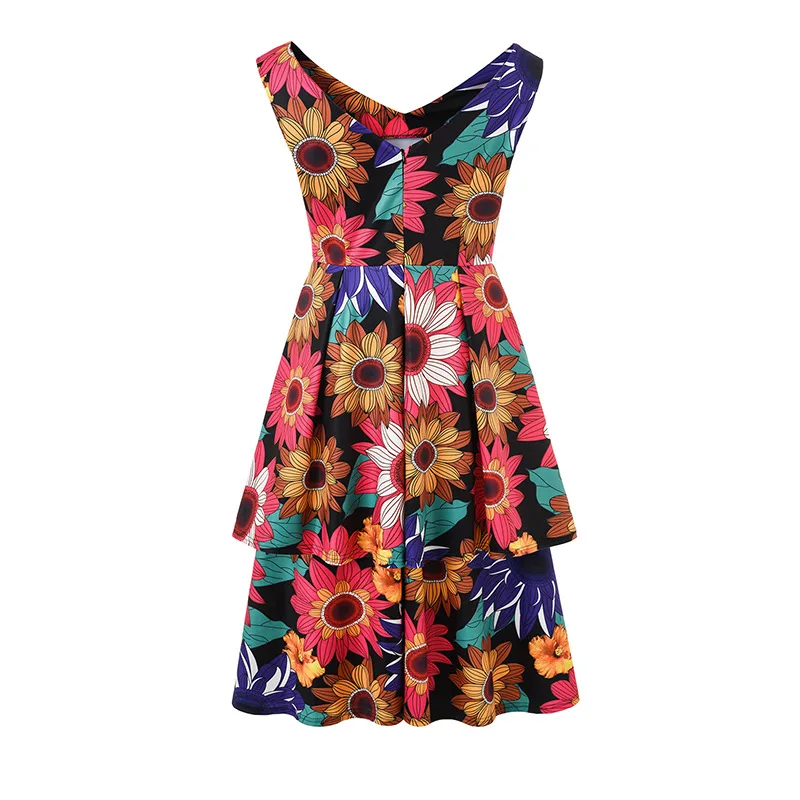 Платье без рукавов с цветочным рисунком платья в африканском стиле из полиэстера