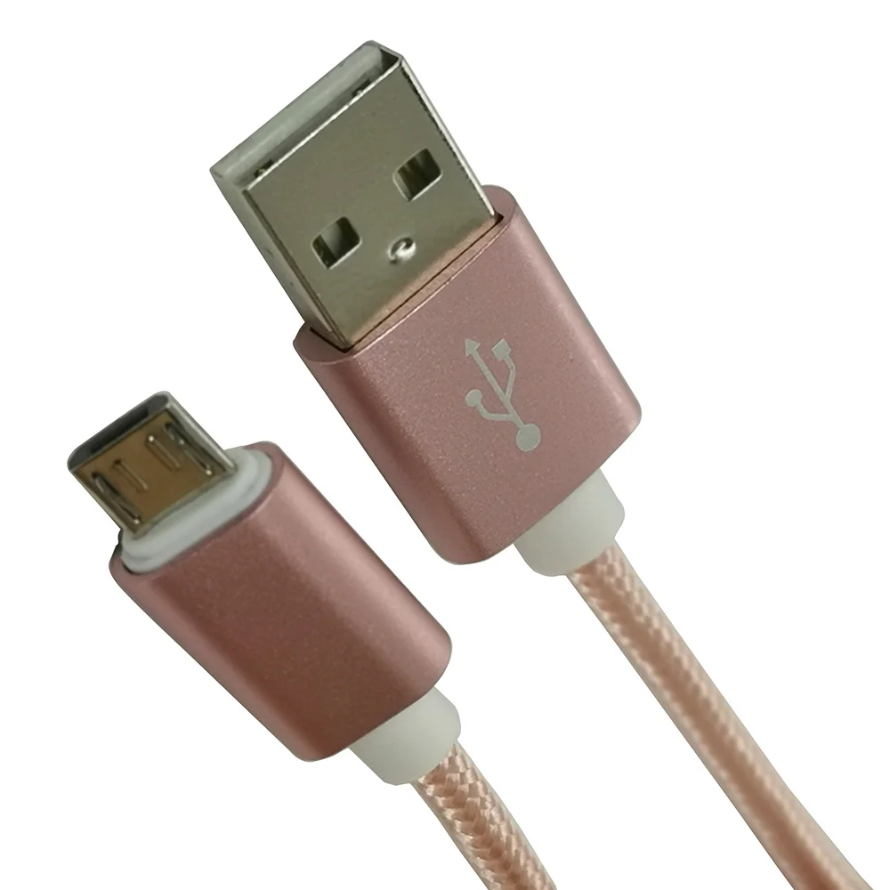 Розовый 1 м микро USB кабель нейлон Быстрая зарядка USB кабель для передачи данных для samsung Xiaomi LG планшет Android мобильный телефон usb зарядный шнур - Цвет: Розовый