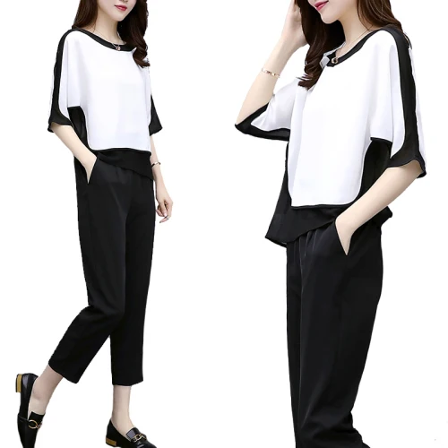 Женский повседневный комплект из 2 предметов с рукавом летучая мышь черного и