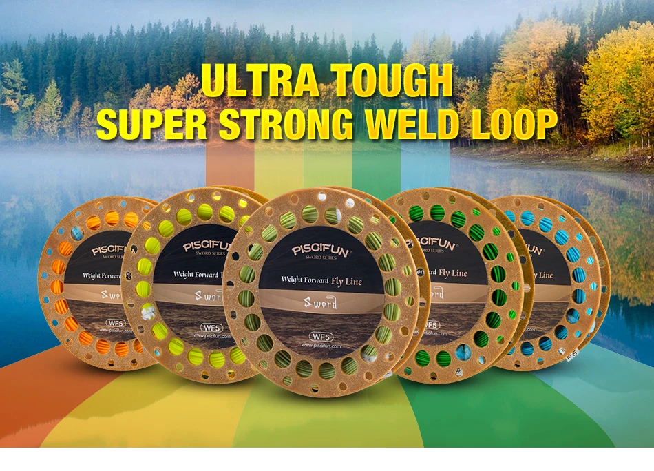 Piscifun меч Fly Line Вес вперед 90/100FT плавающая Летающая леска с сварная петля WF3/4 5/6 7/8wt Fly Line