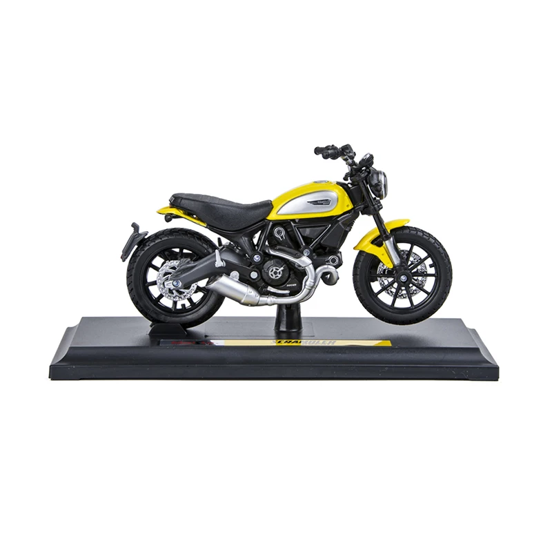 Модели мотоциклов Maisto 1:18 Ducati Scrambler желтая литая миниатюрная гоночная игрушка для