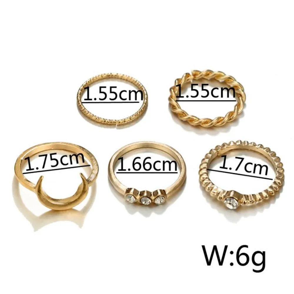 Лидер продаж Простые Модные Луны сплава 5 шт./компл. кольцо из белого золота