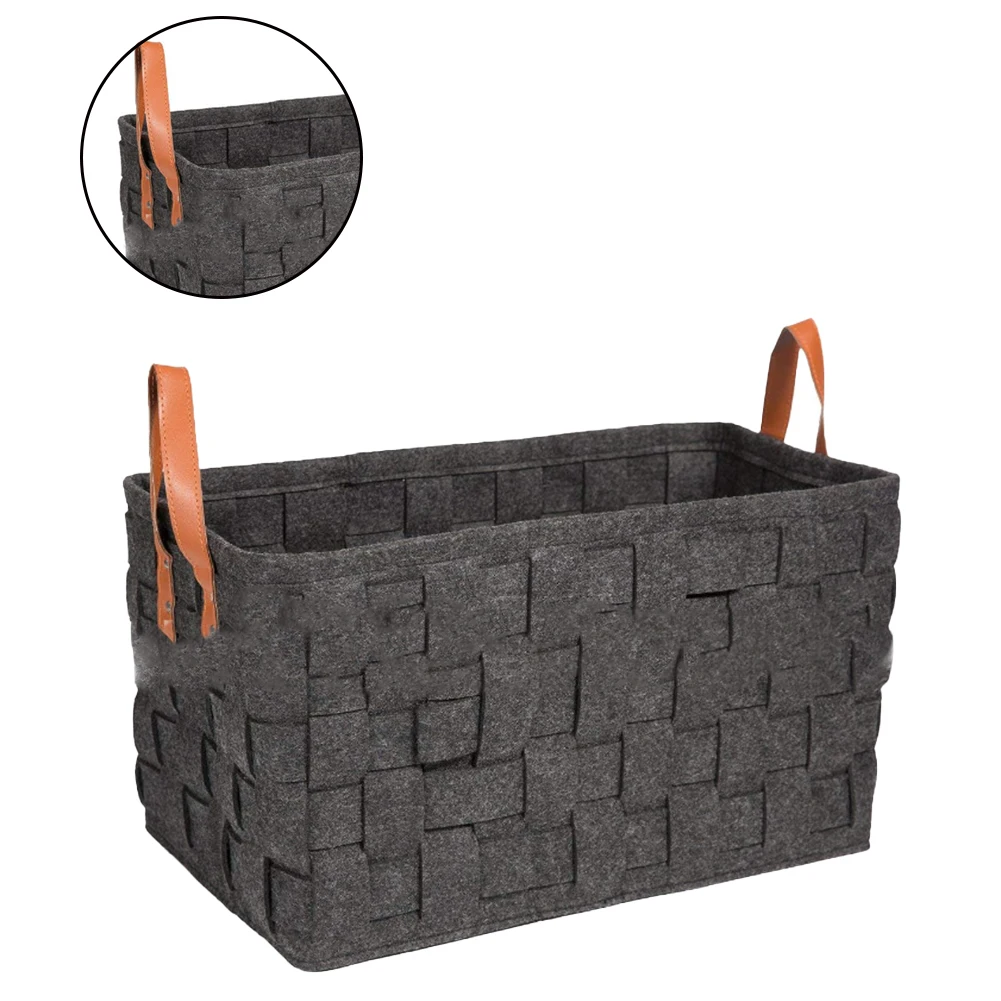 Handmade Felt Foldable Storage Case Trash Can Rectangular Cloth Storage Box With Handles Kindergarten Toys Room Towel Organizer
