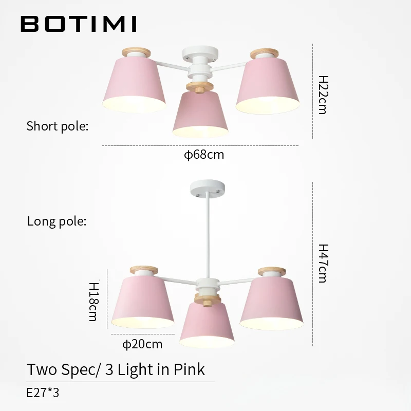 3 Light in Pink BOTIMI красочный люстра светильник ing для гостиной светодиодный деревянный подвесной светильник Современные Люстры для спальни и кухни - Цвет абажура: 3 Light in Pink