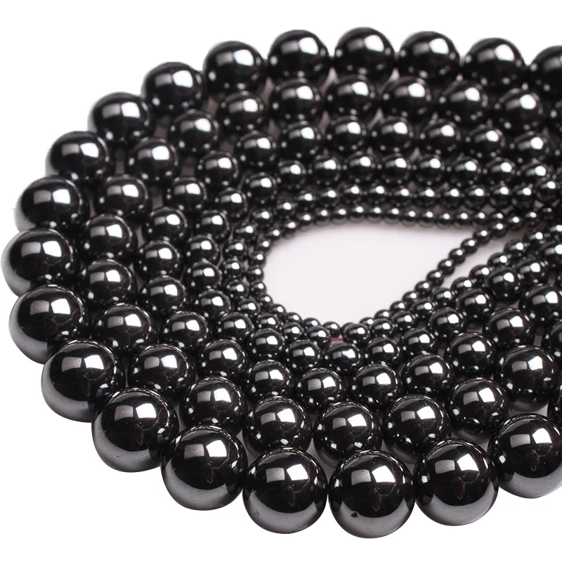 Natural Stone Black Hematite Round Loose Beads For Jewelry Charms Bracelet Necklace Making 2 3 4 6 10 8 12 14 16 18 20mm | Украшения и
