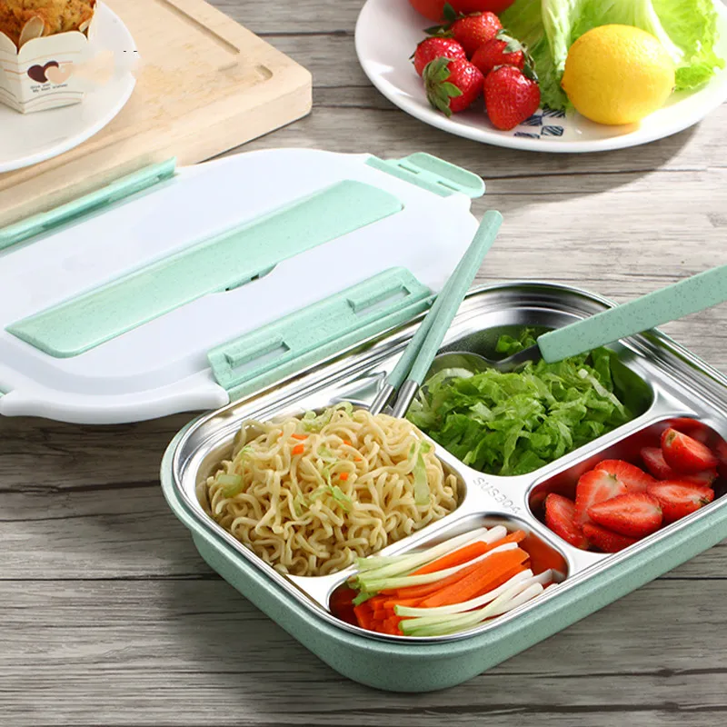 2018 новый японский 304 нержавеющая сталь детская коробка Bento Пшеничная солома