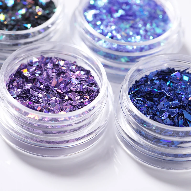 1 г/флакон блестки для ногтей синие фиолетовые блестящие нестандартные хлопья