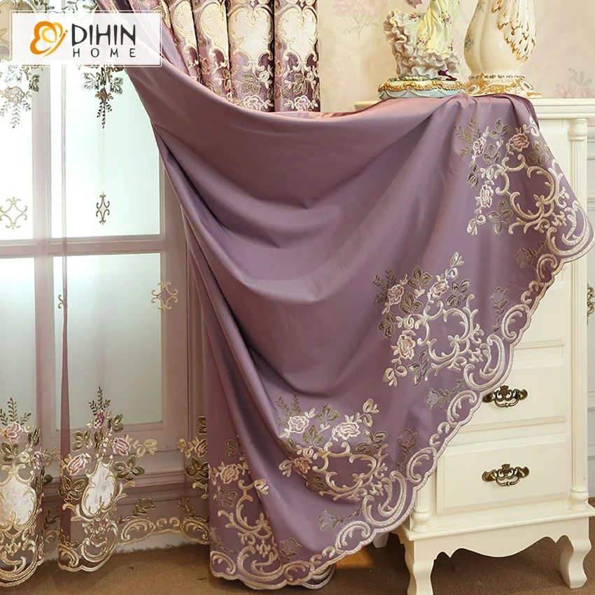 DIHIN HOME Embroidered Modern Luxury Curtains For Living Room Window Treatment Custom Made Curtain | Дом и сад