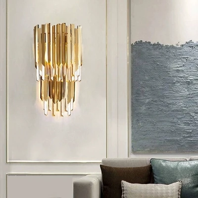 Новый дизайн двухслойные хрустальные настенные светильники современный