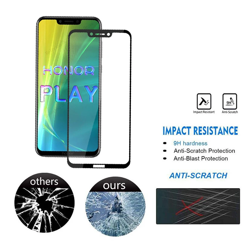 Полное покрытие из закаленного стекла для huawei honor play, защитная пленка для экрана мобильного телефона для honor play, защитная пленка glas COR-L29