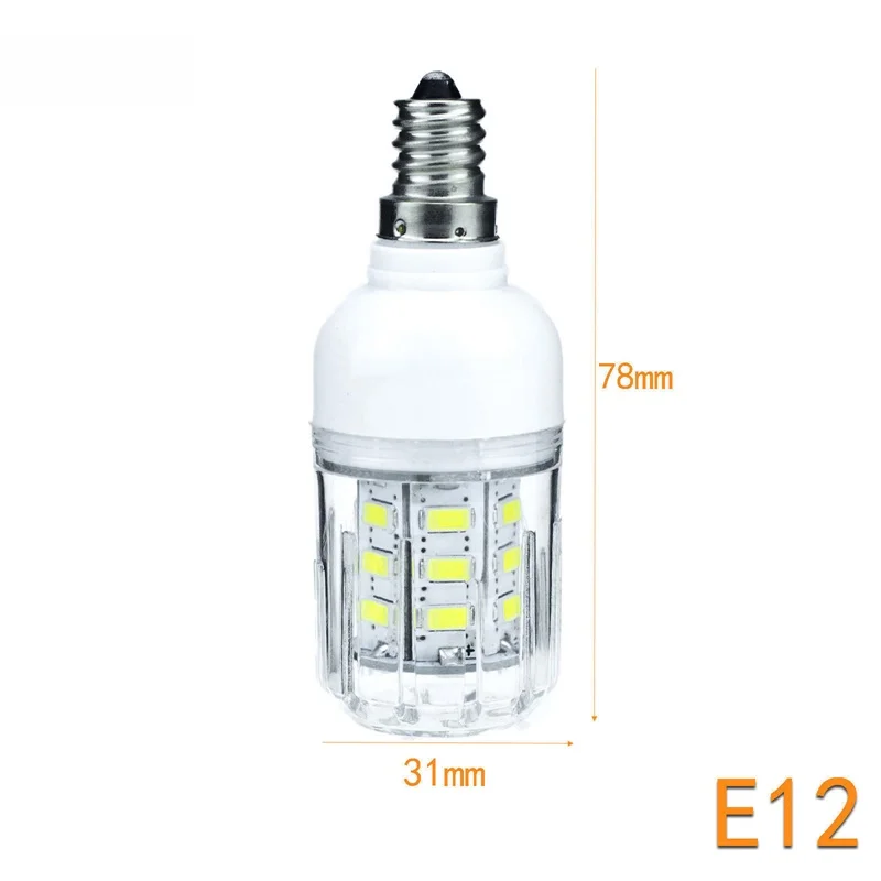 10x E27 E14 E12 E26 светодиодный лампы 5730 SMD 110V 220V DC 12V 24V 27 Светодиодный s 7 Вт свет кукурузы