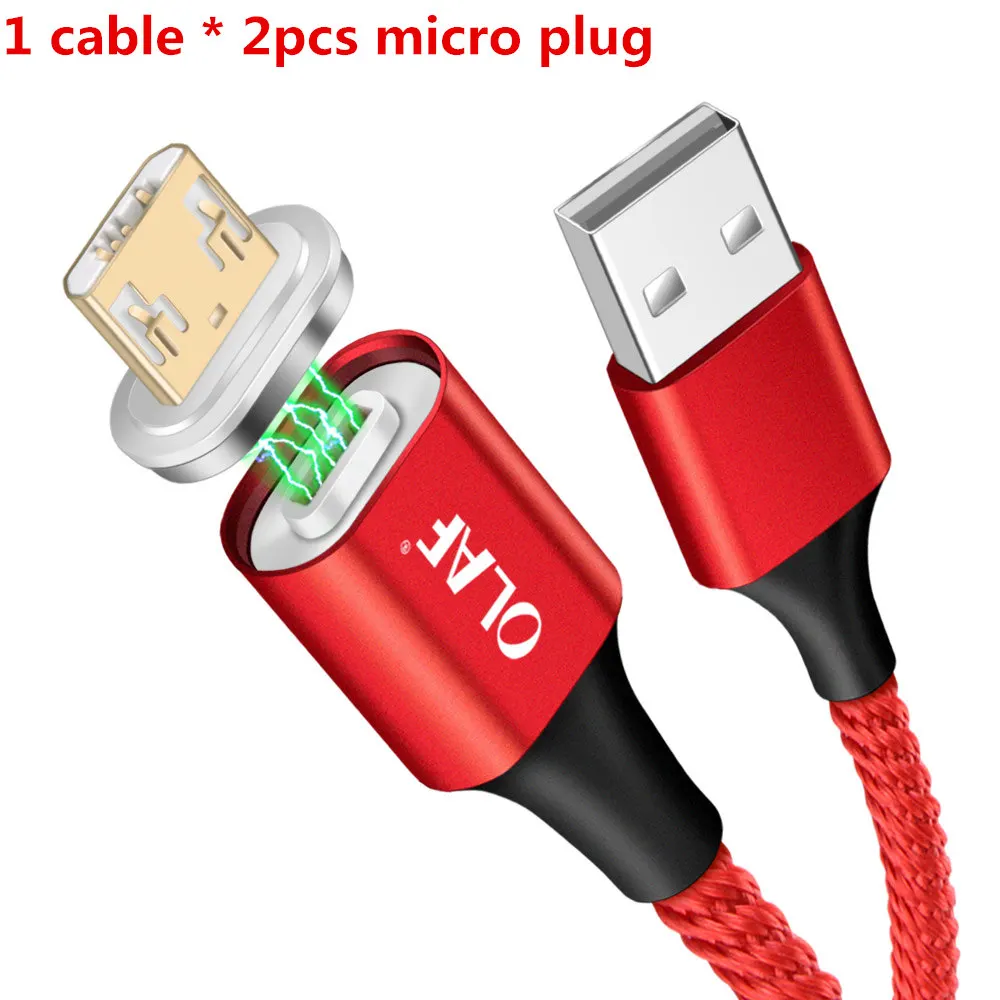 Олаф Магнитный кабель Micro USB кабель магнит Зарядное устройство для передачи данных и зарядки Кабели Micro-USB для Xiaomi Android мобильных телефонов USB провод шнур - Цвет: red