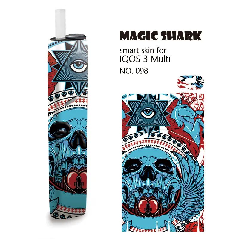 Magic Shark Skull Series Punk Cool Bumpy Film For IQOS 3 Multi Sticker Case Cover High Quality No Fade | Мобильные телефоны и