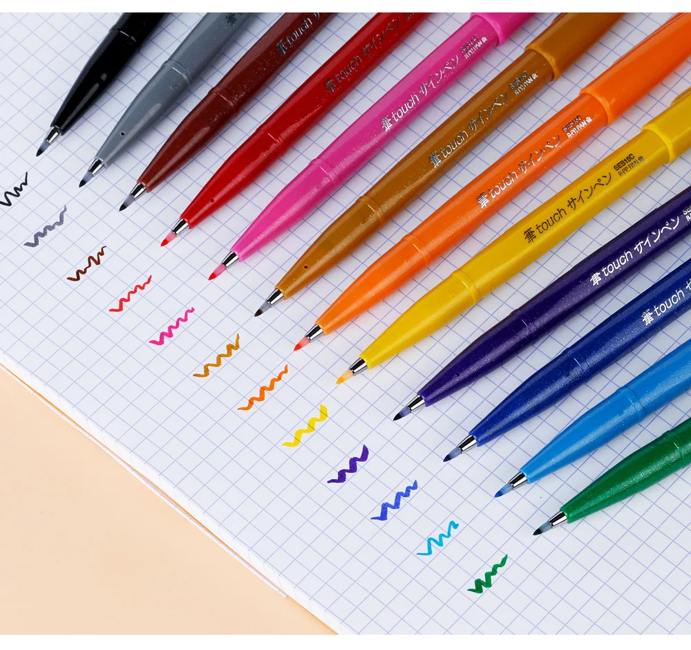 Pentel Китайский Японский офисный чернильное перо набор художественных ремесел ручка сенсорная Акварельная маркер ручка для Diy Канцтовары Школьные принадлежности Ses15c
