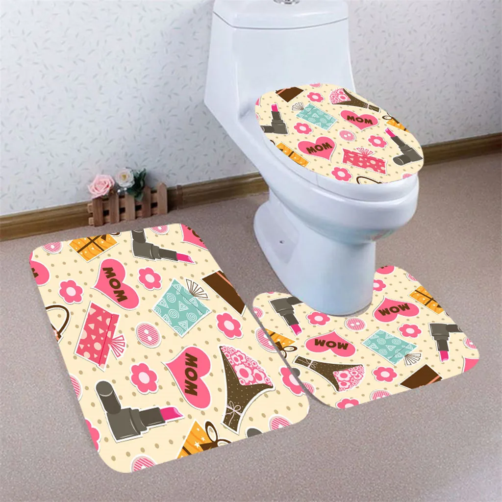 Коврик на день матери коврик для ванной в форме сердца туалета из трех предметов