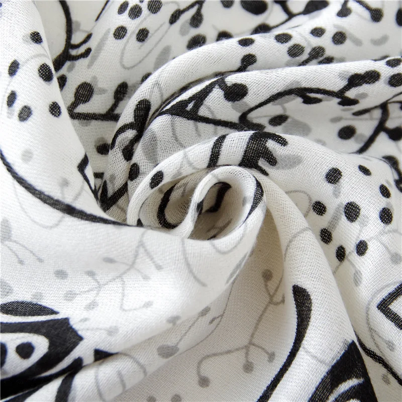 

women winter autumn soft lady black and white color animal printed travel shawl long cotton scarf elephant