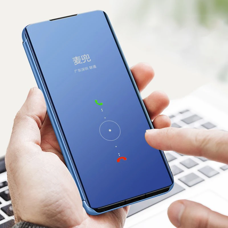 Зеркальный кожаный защитный флип-кейс 360 для Samsung Galaxy A50, чехлы для Samsung A30 A40 A70 J4 J62018, роскошный умный чехол.