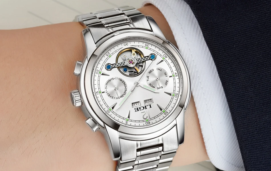 Relojes LIGE, Мужские автоматические механические Спортивные часы, мужские роскошные Брендовые повседневные часы, мужские наручные часы, армейские часы, relogio masculino