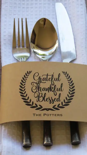 Индивидуальные крафт благодарные кольца для салфеток на День Благодарения