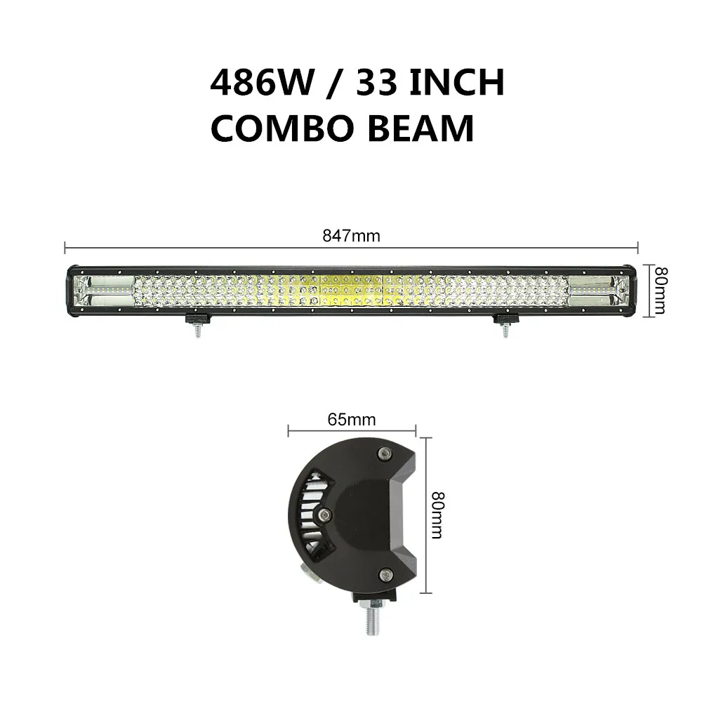 486W 33inch Combo 4, 5, 7, 8, 15 20 23 28 33 дюйма внедорожный светодиодный светильник баров комбо балка светодиодный автомобиль Подсветка для грузовиков, внедорожников, квадроциклов, наводненных грузовых автомобилей 4x4 4WD 12V 24V - Цвет: 486W 33inch Combo