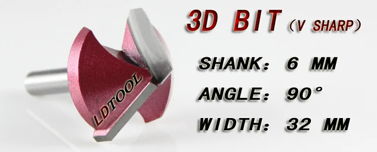 Гравировальный 3D Фрезы с ЧПУ 90 градусов 6 мм x 32 мм V паз акриловая деревянная фаска HUHAO# V63290