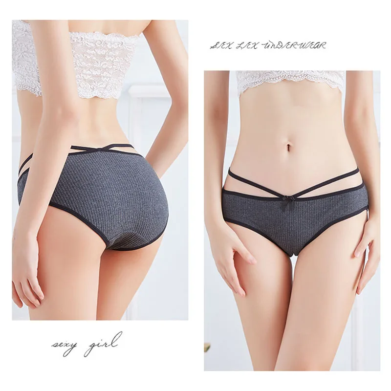 Aofeiqike Women's Sexy Cotton Panties Solid Color Low Waist Knickers Plus Size Briefs Cute Girl Underwear Ladies Lingerie M L XL |