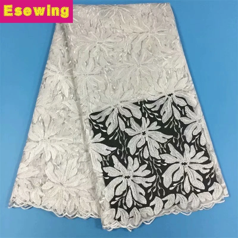 ESEWING 5 ярдов/партия lastest дизайн высококачественное нигерийское белое французское Африканское кружево кружевная ткань для вечернего платья