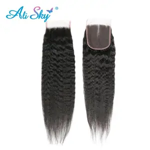 Alisky перуанский кудрявый прямой застежка Прозрачная Кружевная застежка 4x4 hd кружевная Фронтальная застежка бразильские волосы человеческие волосы