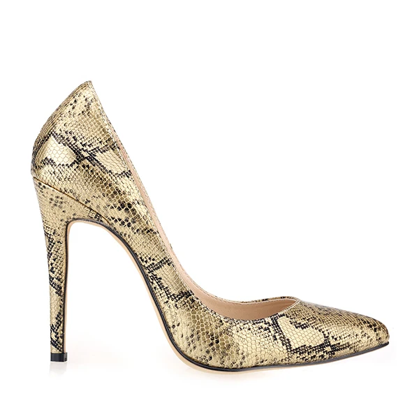 Golden Snake Shoes Женские туфли-лодочки; обувь леопардовой расцветки; пикантные свадебные туфли на высоком каблуке с острым носком; женские офисные модельные туфли на шпильке; Повседневная вечерняя Обувь - Цвет: Golden Snake Shoes
