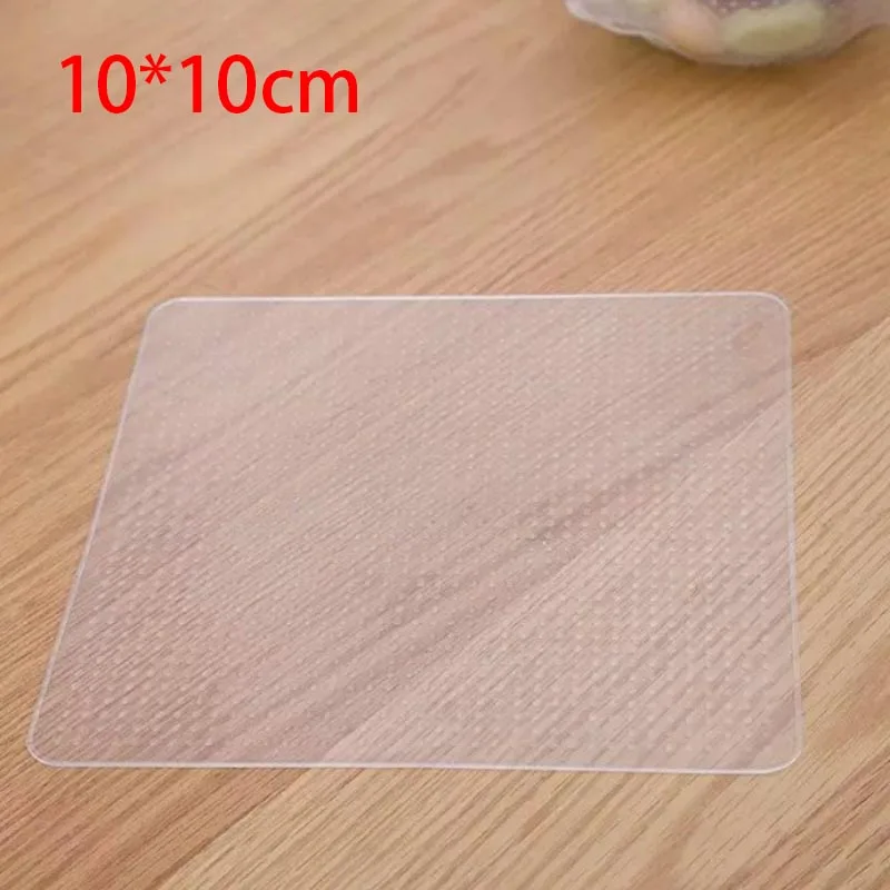 1PCS 10X10 CM 1/3/4 шт. Прозрачная силиконовая прилипающая пленка Многофункциональный Еда свежие Обёрточная бумага Еда Обёрточная бумага s уплотнение Вакуумная крышка стрейч SML - Цвет: 1PCS 10X10 CM