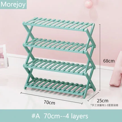 Morejoy многослойная домашняя Студенческая кровать экономичный дверной проем обувной шкаф простая Пыленепроницаемая установка Складная бамбуковая полка для обуви - Цвет: A 70cm 4 layers