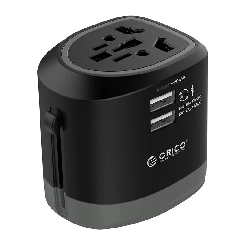 Универсальный адаптер ORICO, универсальный адаптер для путешествий, Usb зарядное устройство, розетка, настенное зарядное устройство для ЕС, США, Великобритании, Австралии - Цвет: Серый