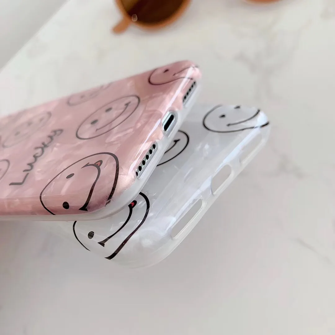 Летний свежий зеленый чехол со смайликом для Iphone X Xs Max Xr простой Блестящий